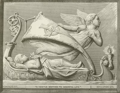 "Delikatny powiew do nieśmiertelnego życia" z rzeźby F M Millera (rycina) autorstwa American School