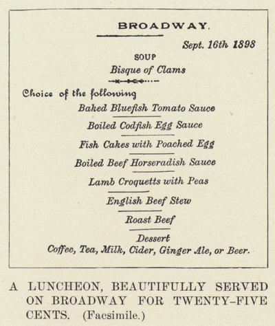 Lunch, pięknie podany na Broadwayu za dwadzieścia pięć centów, faksymile (lito) autorstwa American School