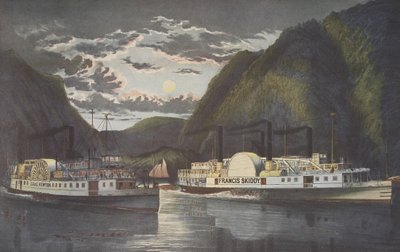 Noc na rzece Hudson — w świetle dziennym, wyd. 1864, Currier i Ives autorstwa American School