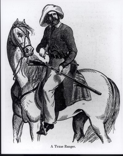 Texas Ranger, ilustracja z „Pictorial History of Mexico and the Mexican War” Johna Frosta, 1848 autorstwa American School