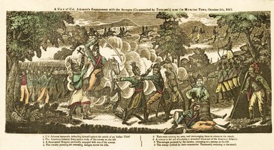 Widok zaręczyn płk. Johnsona z Dzikimi (dowodzonymi przez Tecumseh) w pobliżu Morawskiego Miasta, 5 października autorstwa American School
