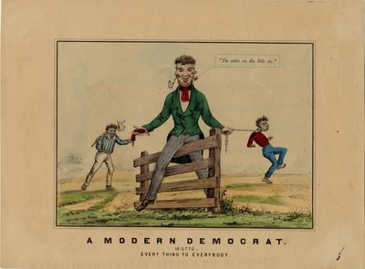 Współczesny Demokrata: motto: wszystko dla wszystkich, podpisany na kamieniu: HAP, opublikowany w Dubuque, Iowa, ok. 1860 autorstwa American School