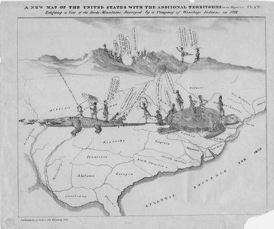 Nowa mapa Stanów Zjednoczonych z dodatkowymi terytoriami na ulepszonym planie, c.1828 autorstwa American School