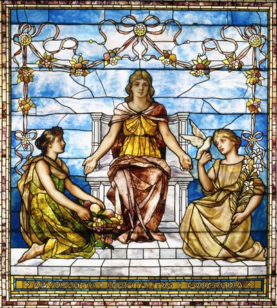 „Obfitość, gościnność, Concordia”, c.1890 (okno ze szkła ołowiowego) autorstwa American School