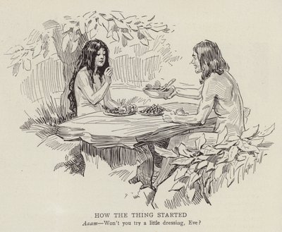 Adam i Ewa w ogrodzie Eden (litografia) autorstwa American School
