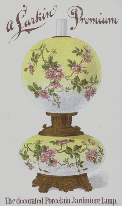 Reklama porcelanowych lamp żardinierowych Larkin Premium (chromolitho) autorstwa American School