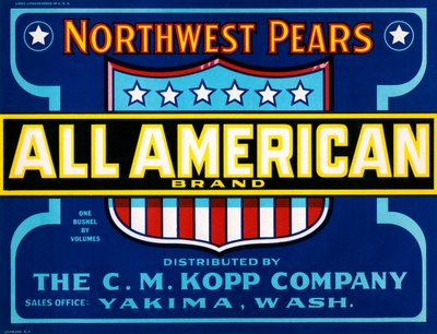 Etykieta skrzynek z owocami All American Brand, c.1920 (litografia) autorstwa American School