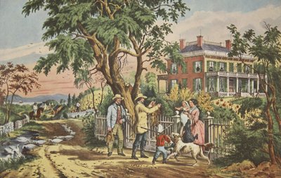 American Country Life - Październikowe popołudnie, wyd. 1855, Kurier i Ives autorstwa American School