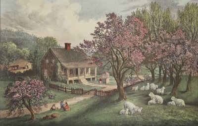 American Homestead - Wiosna, wyd. 1869, Currier i Ives autorstwa American School