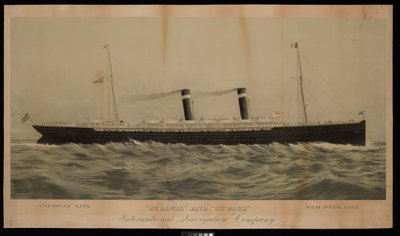 American Line St Louis and St Paul Red Star Line International Navigation Company (chromolitografia) autorstwa American School