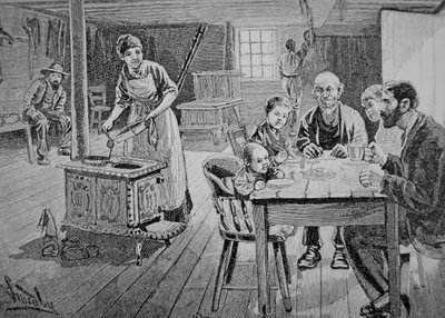 Gospodarstwo amerykańskie (grawerowanie) autorstwa American School