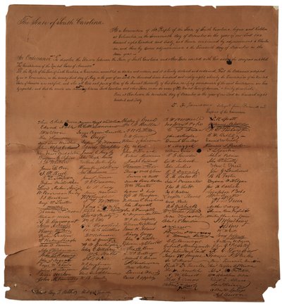 Zarządzenie o rozwiązaniu unii między stanem Karolina Południowa, 20 grudnia 1860, wydrukowane 1861 autorstwa American School