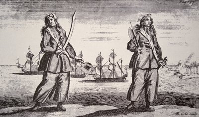 Anne Bonny i Mary Read (Grawerowanie) autorstwa American School
