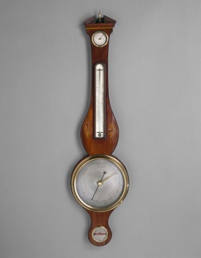 Barometr, ok. 1801-1804 (fornir mahoniowy i niezidentyfikowana intarsja; świerk i dereń) autorstwa American School
