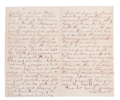 List z raportem z bitwy autorstwa G. L. Brehcta (pióro i tusz na papierze) autorstwa American School
