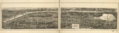 Widok z lotu ptaka na tę część 23. i 24. dzielnic miasta Nowy Jork, leżącą na zachód od New York and Harlem Railroad oraz Grand Boulevard and Concourse, łączącej wyspę Manhattan z systemem parkowym na północ od rzeki Harlem autorstwa American School