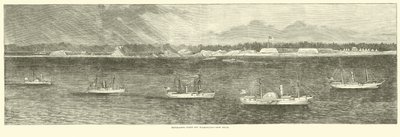 Blokowanie floty w pobliżu Wilmington, New Inlet, październik 1864 r. autorstwa American School