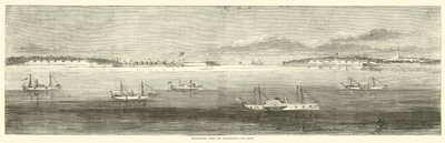 Blokowanie floty w pobliżu Wilmington, Old Inlet, październik 1864 autorstwa American School