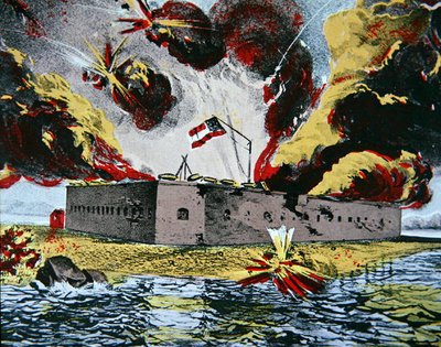 Bombardowanie Fortu Pułaskiego na wyspie Cockspur w Gruzji autorstwa American School
