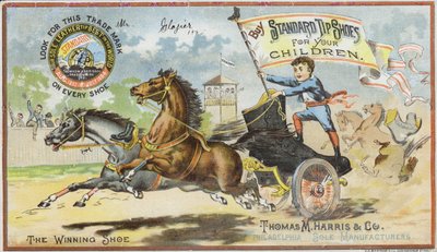 Chłopiec wyścigi rydwanów z butem autorstwa American School
