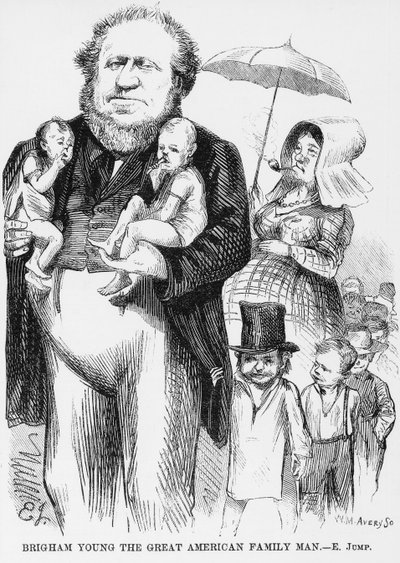 Brigham Young (1801-77), wielki amerykański człowiek rodzinny autorstwa American School