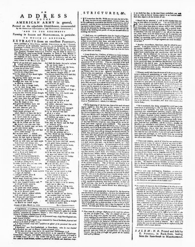 Broadside z adresem do armii amerykańskiej, Salem, 1775 (druk) autorstwa American School