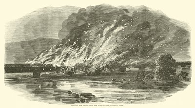 Spalenie mostu nad Susquehanna, Columbia, Penn, czerwiec 1863 autorstwa American School