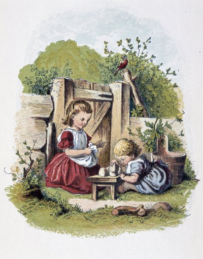 Gra Caillou w „”Schnick, schnack, drobiazgi dla najmłodszych”, gry dla dzieci. wyd. Londyn- Georges Ronthedge i synowie. Nowy Jork, szeroka droga Ludgate b.d. c. 1890. autorstwa American School