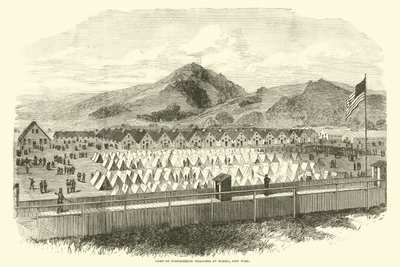 Obóz jeńców konfederatów w Elmira, Nowy Jork, maj 1865 autorstwa American School