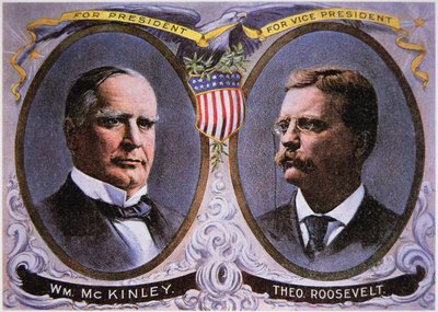 Plakat kampanii dla Williama Mckinleya (1843-1901) jako prezydenta i Theodore