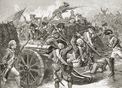 Zdobycie reduty w Yorktown, 1781, z „Krótkiej historii Stanów Zjednoczonych”, opublikowanej przez AS Barnes und Co. w 1885 autorstwa American School