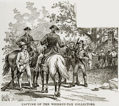 Przechwytywanie poborców podatku od whisky, ilustracja z Columbus i Columbia, c.1893 autorstwa American School