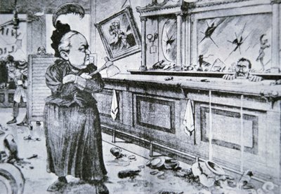 Carry Nation z jej toporem, c.1905 (lito) autorstwa American School
