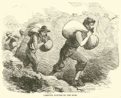 Wnoszenie prochu do kopalni, lipiec 1864 autorstwa American School