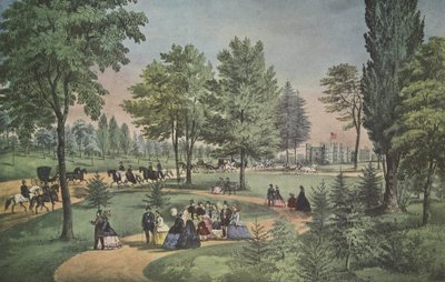 Central Park, The Drive, Currier & Ives, wyd. 1862 autorstwa American School