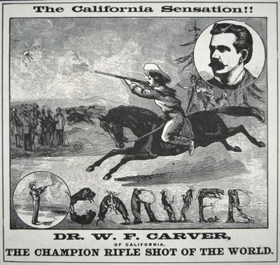 Plakat „Champion Rifle Shot of the World” z Doc Carverem (1840-1927) c.1885 (rycina) autorstwa American School