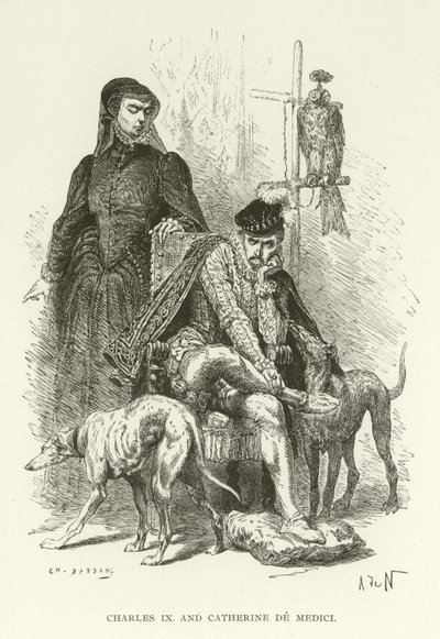 Karol IX i Katarzyna de Medici autorstwa American School