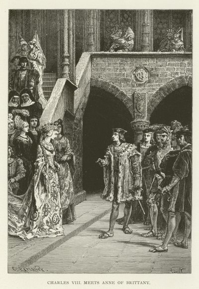 Karol VIII spotyka Annę Bretanii autorstwa American School