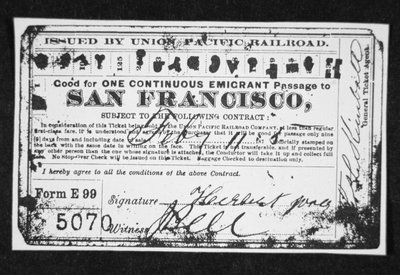 Tani bilet kolejowy dla emigrantów, c.1870 (lito) autorstwa American School