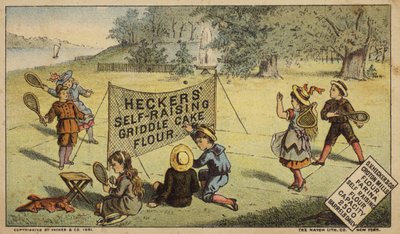Dzieci grające w racquetballa, reklamujące mąkę autorstwa American School