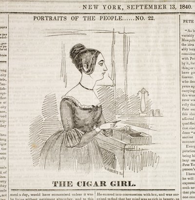 Cigar Girl, pierwsza strona „New York Sunday Atlas”, 13 września 1840 r autorstwa American School