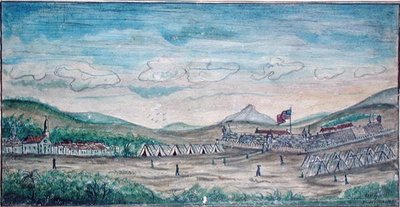 Miasto i zamek Perote, Meksyk (akwarela na papierze) autorstwa American School