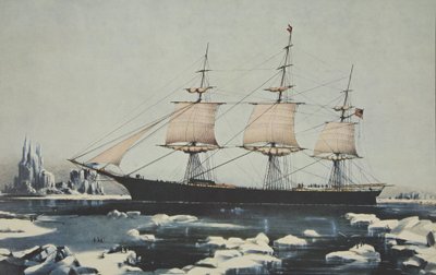 Clipper Ship, Red Jacket - W lodzie u wybrzeży Przylądka Horn, w drodze z Australii do Liverpoolu, sierpień 1854, wyd. 1855, Kurier i Ives autorstwa American School