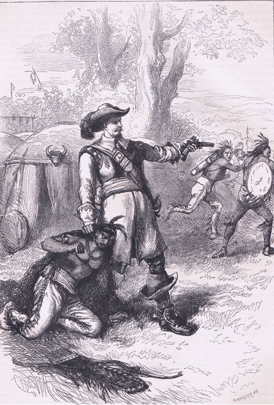 Pułkownik Atherton i Indianie 1661, ilustracja z pubu Cassell