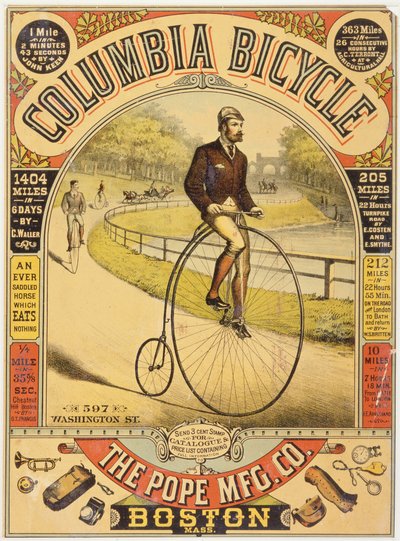 Reklama rowerowa Columbia, ok. 1890 (chromolitografia) autorstwa American School