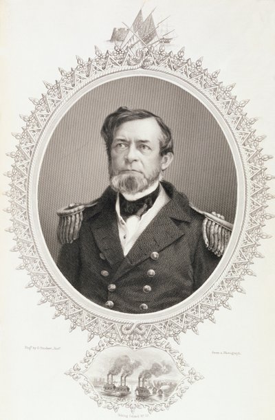 Komandor Andrew Hull Foote, z „Historii Stanów Zjednoczonych”, tom. II, Charles Mackay, ryt G. Stodart z fotografii autorstwa American School