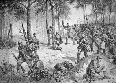 Atak konfederatów w bitwie pod Gettysburgiem autorstwa American School