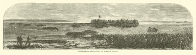 Ewakuacja konfederatów z wyspy Morriss, wrzesień 1863 autorstwa American School