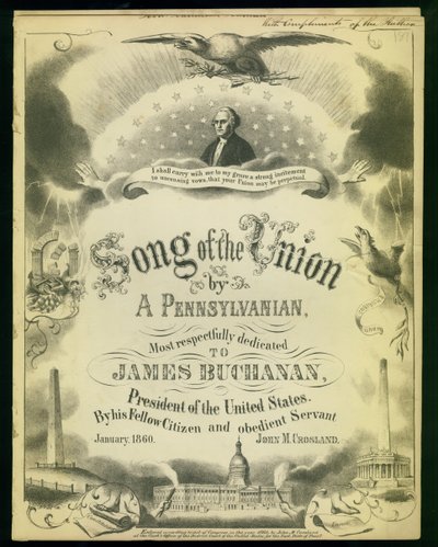 Okładka Songs of the Union autorstwa Pennsylvanian..., John M. Crosland, 1860 autorstwa American School