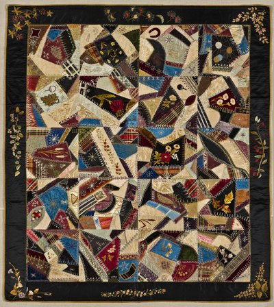 Crazy Quilt, ok. 1875-1900 (jedwab, brokat i aksamit) autorstwa American School